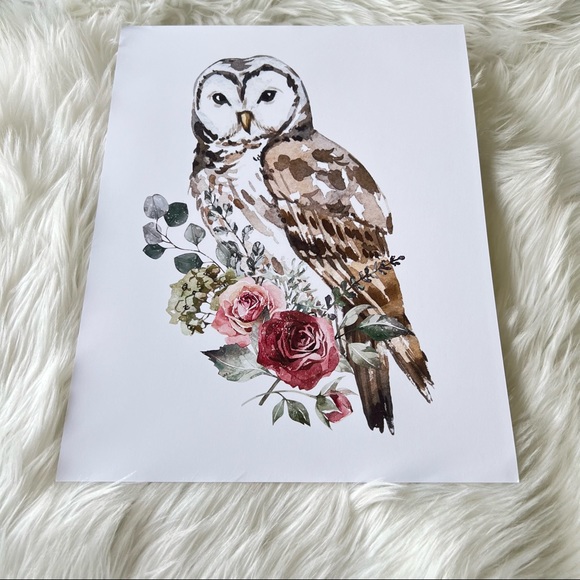 Owl Watercolor Illustration Wall Art Print Poster Portrait Unframed - Picture 14 of 17